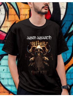 Bu Tshirt 'amon Amarth-Fırst Kıll' Temalı Ön Yüz Baskılı Oversize Tişört