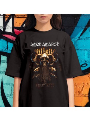 Bu Tshirt 'amon Amarth-Fırst Kıll' Temalı Ön Yüz Baskılı Oversize Tişört