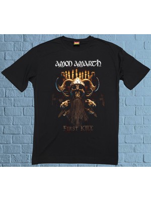 Bu Tshirt 'amon Amarth-Fırst Kıll' Temalı Ön Yüz Baskılı Oversize Tişört