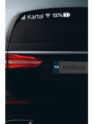 Hellove Tofaş Kartal Sticker Telefon Şarj Wifi Batarya Şebeke Cam Oto Sticker 40X4CM Beyaz Uyumlu