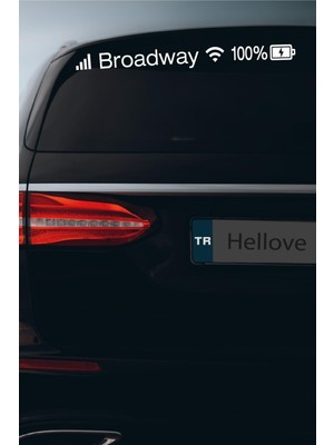 Hellove Renault Broadway Sticker Telefon Şarj Wifi Batarya Şebeke Cam Oto Sticker 40X4CM Beyaz Uyumlu