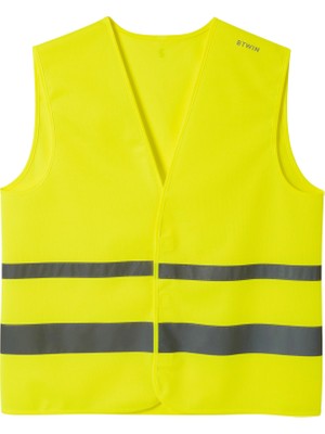 Decathlon Btwin Reflektörlü Yelek 2XL Sarı Geniş Kesim Su Geçiren Geri Dönüştürülmüş Polyester Outdoor Giyim