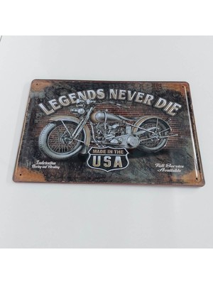 CajuArt Legends Never Die Yazılı Motor Tema 20X30 cm Metal Plaka