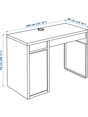 IKEA Çalışma Masası Mıcke Meridyendukkan Beyaz-Antrasit Renk 105X50 cm Ev-Ofis Çalışma Ünitesi