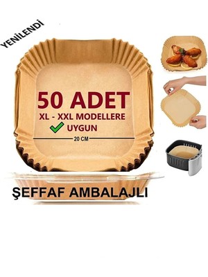 Open Home Airfryer Pişirme Kağıdı Xl-Xxl 50 Adet Kare Fritöz Kağıdı Tek Kullanımlık 20 cm