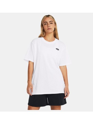 Under Armour Kadın UA Heavyweight Embroidered Patch Boyfriend Oversized Kısa Kollu 1383045-100