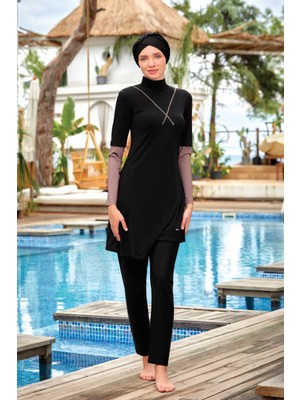 Remsa Mayo Likralı Tam Kapalı Tesettür Mayo Norman 4414 Siyah
