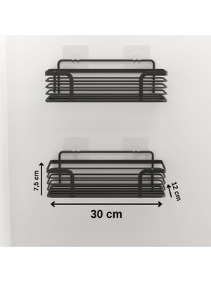 Tekno-tel Teknotel Yapışkanlı Kancalı 2 Adet Banyo Rafı Mat Siyah ST284H