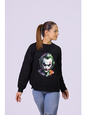 Hgm Collection Joker Temalı Özel Tasarım Crop Sweatshirt