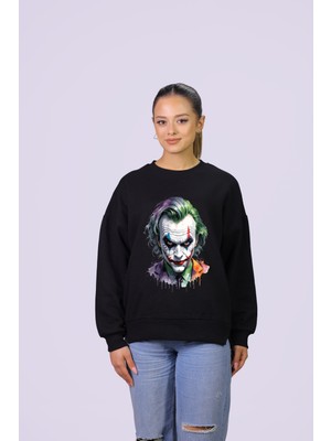 Hgm Collection Joker Temalı Özel Tasarım Crop Sweatshirt