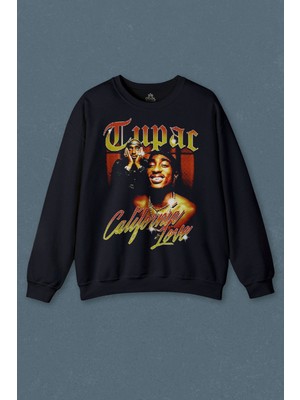 So Cool Lacivert Sweatshirt Tupac 2pac Shakur Rap Music West Coast 90S Rap Baskılı Unisex Sweat