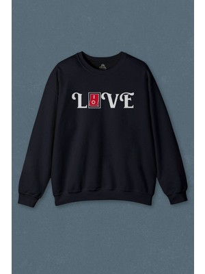 So Cool Lacivert Sweatshirt Love Live Tipografi Anahatar Baskılı Unisex Sweat