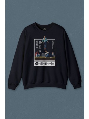 So Cool Lacivert Sweatshirt Stranger Things  Sezon 4 Baskılı Running Up That Hillbaskılı Unisex Sweat