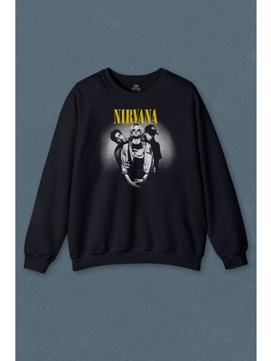 So Cool Lacivert Sweatshirt Nirvana Grunge Punk Rock 90S 90LAR Kurt Cobain Müzik Baskılı Unisex Sweat