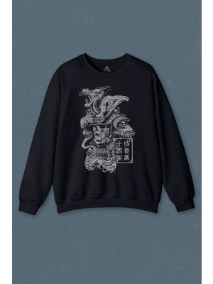 So Cool Lacivert Sweatshirt Samurai Japanese Samuray Japonca Street Wear Urban Baskılı Unisex Sweat