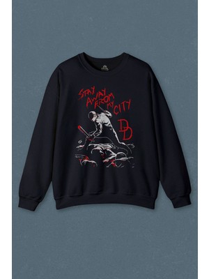 So Cool Lacivert Sweatshirt Stay Away From My City Dd Halloween Cadılar Bayramı Baskılı Unisex Sweat