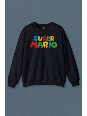 So Cool Lacivert Sweatshirt Super Mario Seres Baskılı Unisex Sweat