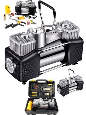 Germany Steel Profesyonel 730P Çift Pistonlu 12 V 150 Psi Dakikada 85 Lt Araç Araba Lastik Bot Şişirme Kompresörü