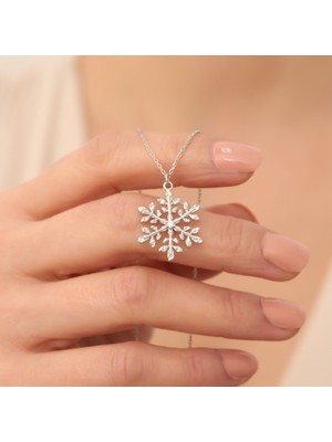 Nox Jewelry 925 Ayar Gümüş Kar Tanesi Kolye – Minimal Kadın Kolye - CNS00133