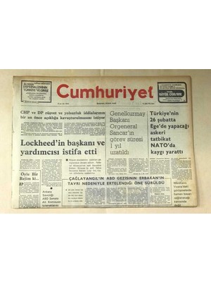Gökçe Koleksiyon Cumhuriyet Gazetesi 15 Şubat  1976  GZ480