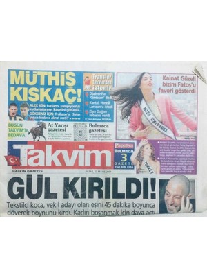 Gökçe Koleksiyon Takvim Gazetesi 23 Mayıs 2004 - Cem Yılmaz Goradan Gün Yüzü Görmemiş   GZ42058