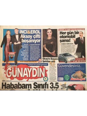 Gökçe Koleksiyon Günaydın (Sabah Gazetesi Eki) 14 Ekim 2005-HABABAM Sınıfı 3.5 Güdük Kaldı   GZ45085