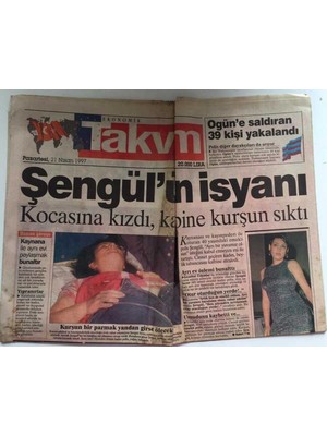 Gökçe Koleksiyon Takvim  Gazetesi 21 Nisan 1997 - Menderes Anapın Umudu  GZ39062