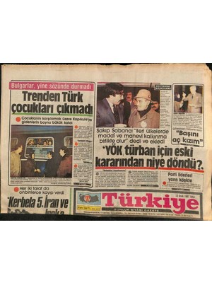 Gökçe Koleksiyon Türkiye Gazetesi 13 Ocak 1987 - Sakıp Sabancı  Ileri Ülkelerde Maddi ve Manevi Kalkınma Birlikte Olur  Dedi ve Ekledi  GZ118656