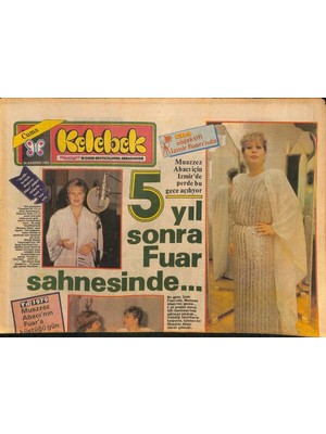 Gökçe Koleksiyon Hürriyet Gazetesi Kelebek Eki 26 Ağustos 1983 - Muazzez Abacı Için Izmirde Perde Bu Gece Açılıyor-Nükhet Duru Yazı Bitirmeden Kış Programını Açıkladı GZ126105
