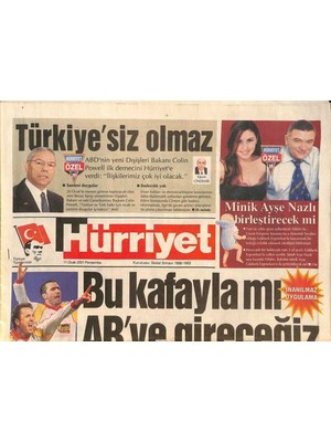 Gökçe Koleksiyon Hürriyet Gazetesi 11 Ocak 2001 - Cimboma Hagi ve Popescu Sürprizi - Ataköy Kontunun Eşleri Icralık Oldu  GZ127107