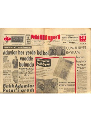Gökçe Koleksiyon Milliyet Halk Gazetesi 28 Ekim 1963 - 12 Milyon Çocuk , Çocuk Felcine Karşı Aşılanacak  GZ91668