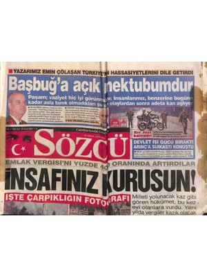 Gökçe Koleksiyon Sözcü Gazetesi 29 Aralık 2009 - Molla Baskısı Kadınları ve Yenilikçileri Sokağa Döktü - Ajda Abdden Şalvarlı Döndü GZ95520