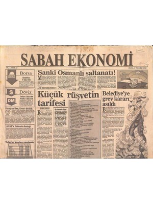 Sabah Gazetesi Ekonomi Eki 3 Temmuz 1992 - Başkan Nurettin Sözen Işadamlarından Destek Istedi  GZ119324