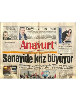 Gökçe Koleksiyon Anayurt Gazetesi 9 Temmuz 2009 - Türk Gemisi Kaçırıldı - Kız Öğrencilere Diz Üstü Etek Yok  GZ100307