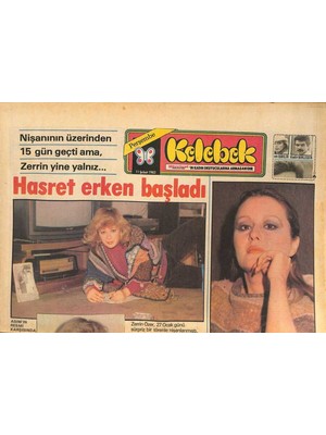 Hürriyet Gazetesi Kelebek Eki 11 Şubat 1982 - Nişanının Üzerinden 15 Gün Geçti Ama , Zerrin Özer Yine Yalnız... GZ126990