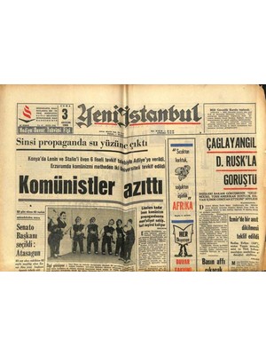 Yeni Istanbul Gazetesi 3 Aralık 1965 - Muhsin Ertuğrul Sevilen Bir Sanatçıyı,haysiyet Divanına Verdirdi GZ102881