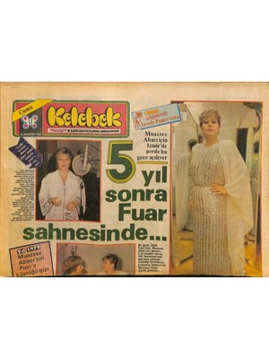 Hürriyet Gazetesi Kelebek Eki 26 Ağustos 1983 - Muazzez Abacı Için Izmirde Perde Bu Gece Açılıyor-Nükhet Duru Yazı Bitirmeden Kış Programını Açıkladı GZ127375