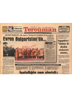 Tercüman Gazetesi 25 Şubat 1982 - Gönül Akkor , Yeni Yaşı Ile Yeni Kararlar Aldı... - Evren Bulgaristanda... GZ127683