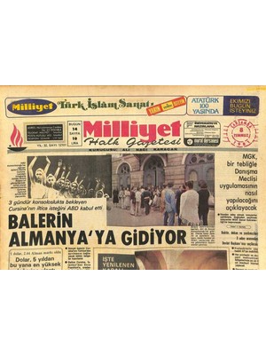 Milliyet Halk Gazetesi 8 Temmuz 1981 - Balerin Almanyaya Gidiyor - Ali Naci Karacanı Andık  GZ127832