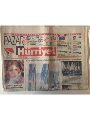 Hürriyet Pazar Gazetesi 2 Ağustos 1998 - Çeşme Uluslararası Yelken Şampiyonası Daha Da Bir Şenlendi GZ16713