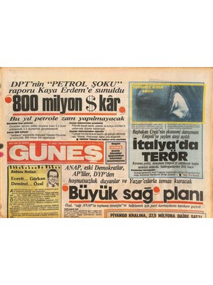 Güneş Gazetesi 22 Şubat 1986 - Gülşen Bubikoğlu Sarışın Oldu - Başbakan Craxinin Ekonomi Danışmanı Empoliye Yaylım Ateşi Açıldı  GZ127532