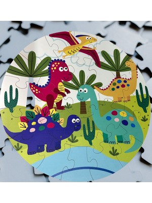 İhtiyaç AVM Ceo Design 42 cm Dev Ahşap Puzzle Dinozor Temalı 25 Parça Ayaklı Stand Hediyeli.