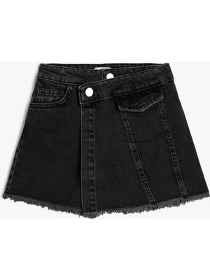 Koton Jean Skort Pocket Detail Envelop Closure Cotton