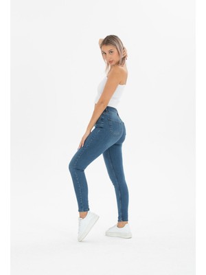 Jeany Jeans Emily Mavi Yüksek Bel Dar Paça Jeans Denim Kot Pantolon 30 - Mavi