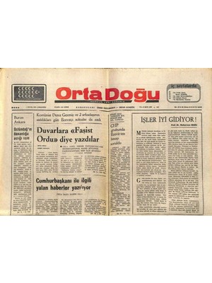 Gökçe Koleksiyon Orta Doğu Gazetesi 7 Mayıs 1975 - Komünistler Duvarlara Faşist Ordu Yazıyor  GZ89377
