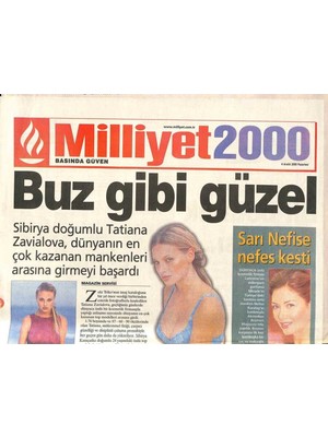 Gökçe Koleksiyon Milliyet Gazetesi 2000 Eki 4 Aralık 2000 - Deniz Akkaya Serdar Ortaça Da  Hayır  Dedi  GZ90810