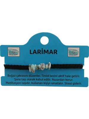 Ahlez Larimar Doğal Kırık Taşlı Ayarlanabilir Ipli Doğal Taş Bileklik