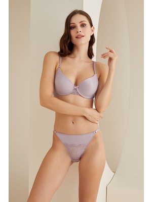 Nbb Lila Dantel Detaylı Sütyen Külot Takım