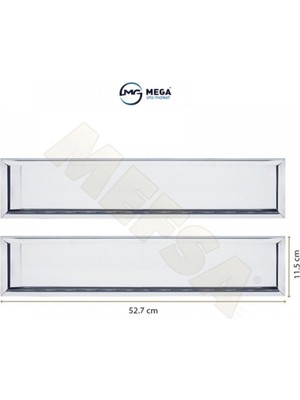 Mega Oto Market Paslanmaz Krom Metal Plakalık 52.7cm x 11.5cm 2 Adet