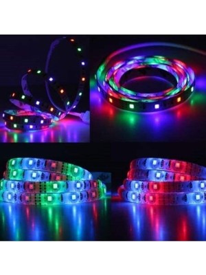 AlbiFoni 5 Metre Rgb Şerit LED Iç Dış Mekan Slikonlu Set Adaptör Uzaktan Kumandalı 16 Renkli Tak Çalıştı